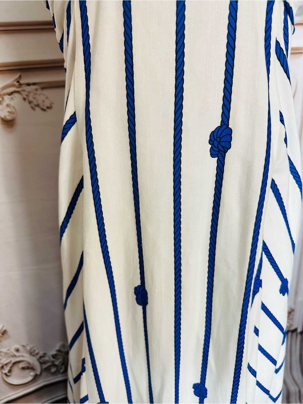 ANTONIO MELANI White and Blue Striped Knot-Front Maxi Dress - Picture 7 of 12